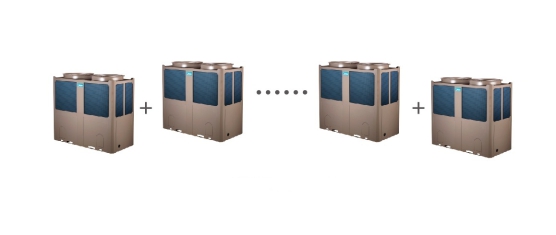 美的風冷熱泵模塊機組（H型）不同容量規格的單元模塊可自由組合